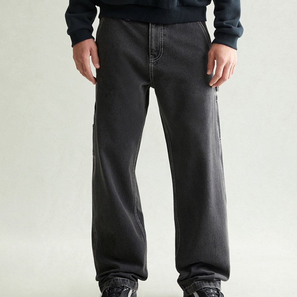Pacsun Dylan Baggy Denim Jeans Carpenter Contrast Stitch Black 34 x 32